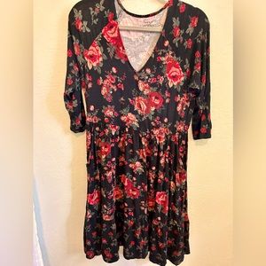 Floral Torrid 3/4 Sleeve Dress w/Pockets